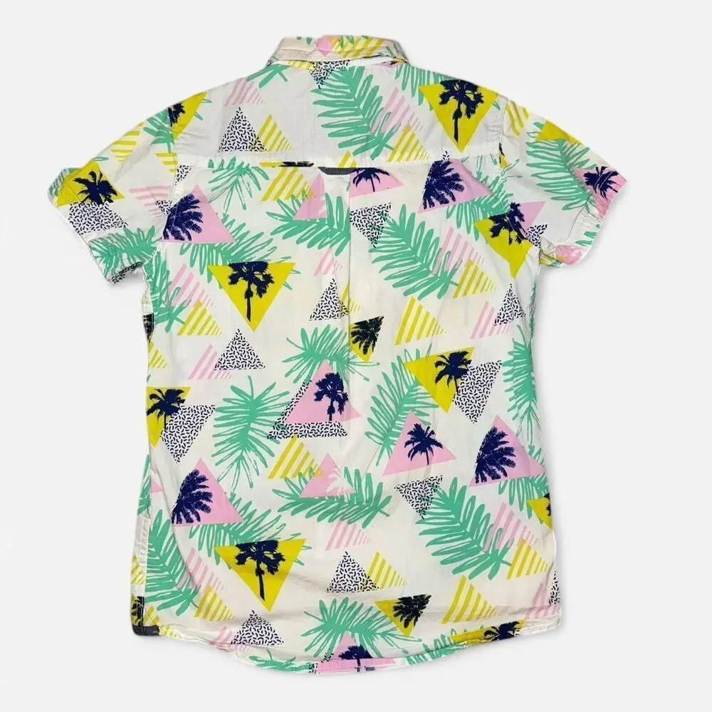 Free Planet Tropical colorful 80s-Inspired Print Hawaiian Button Down Shirt - Picture 5 of 5